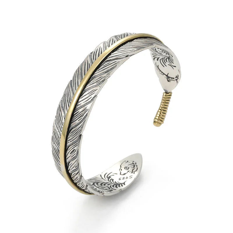 SILVER FEATHER CUFF BRACELET