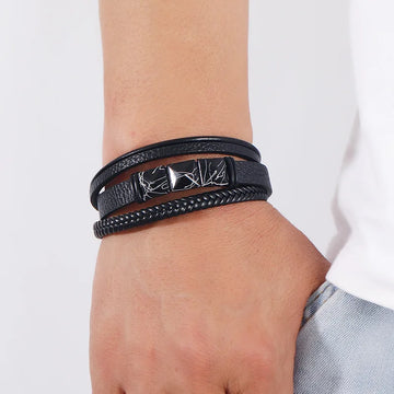 INTERWOVEN BLACK LEATHER BRACELET