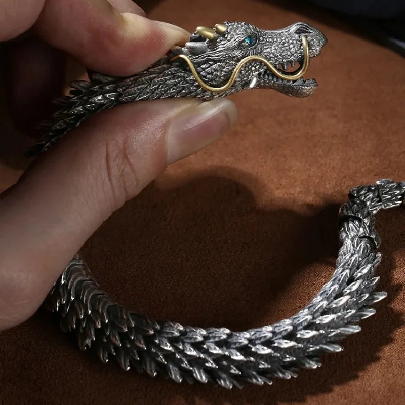 ANTIQUE SILVER DRAGON BRACELET