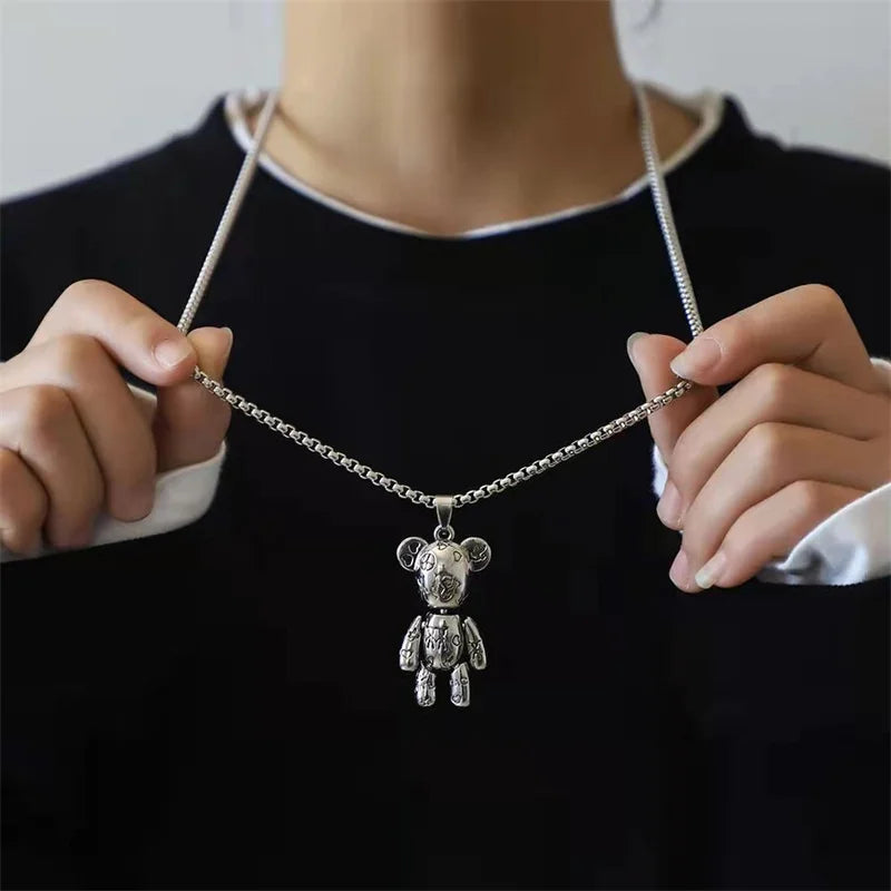 SILVER VIOLENCE BEAR NECKLACE